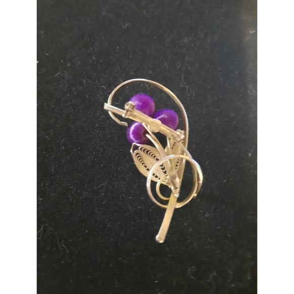 Beautiful Vintage Gold and Purple 1960's Flower Brooch - Picture 3 of 6